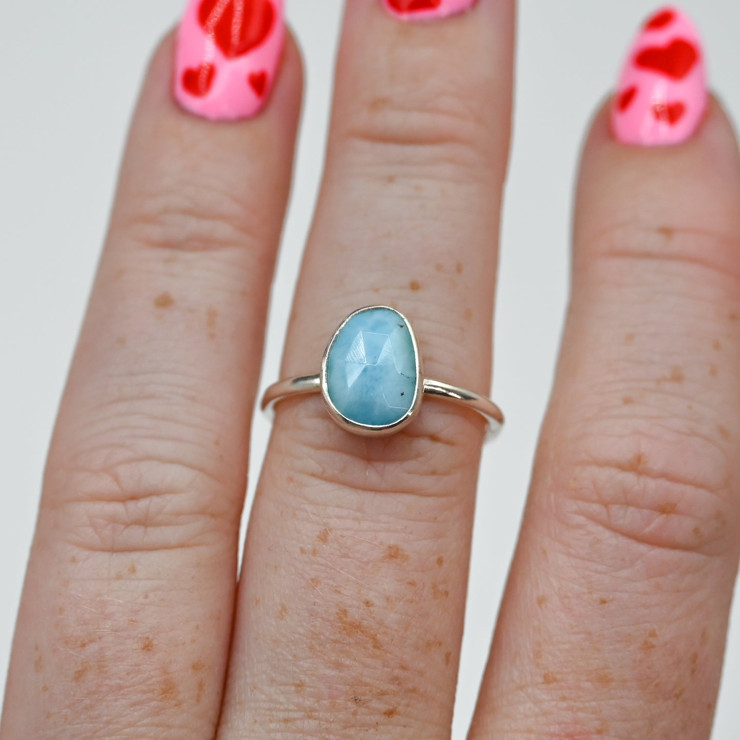 Rose cut larimar size 7.25