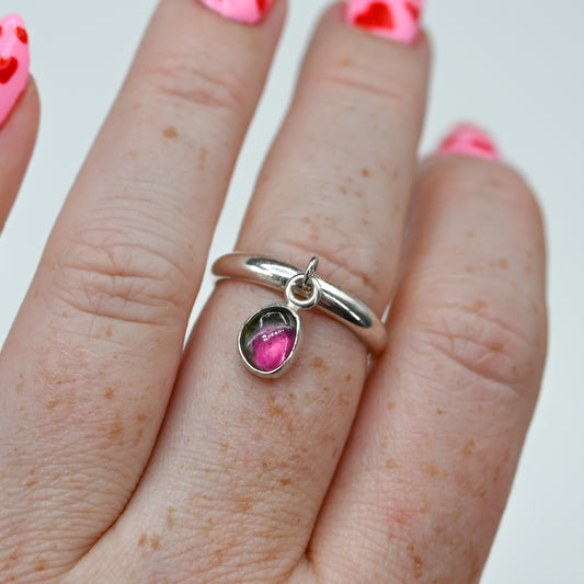 Watermelon tourmaline dangle charm size 7.5