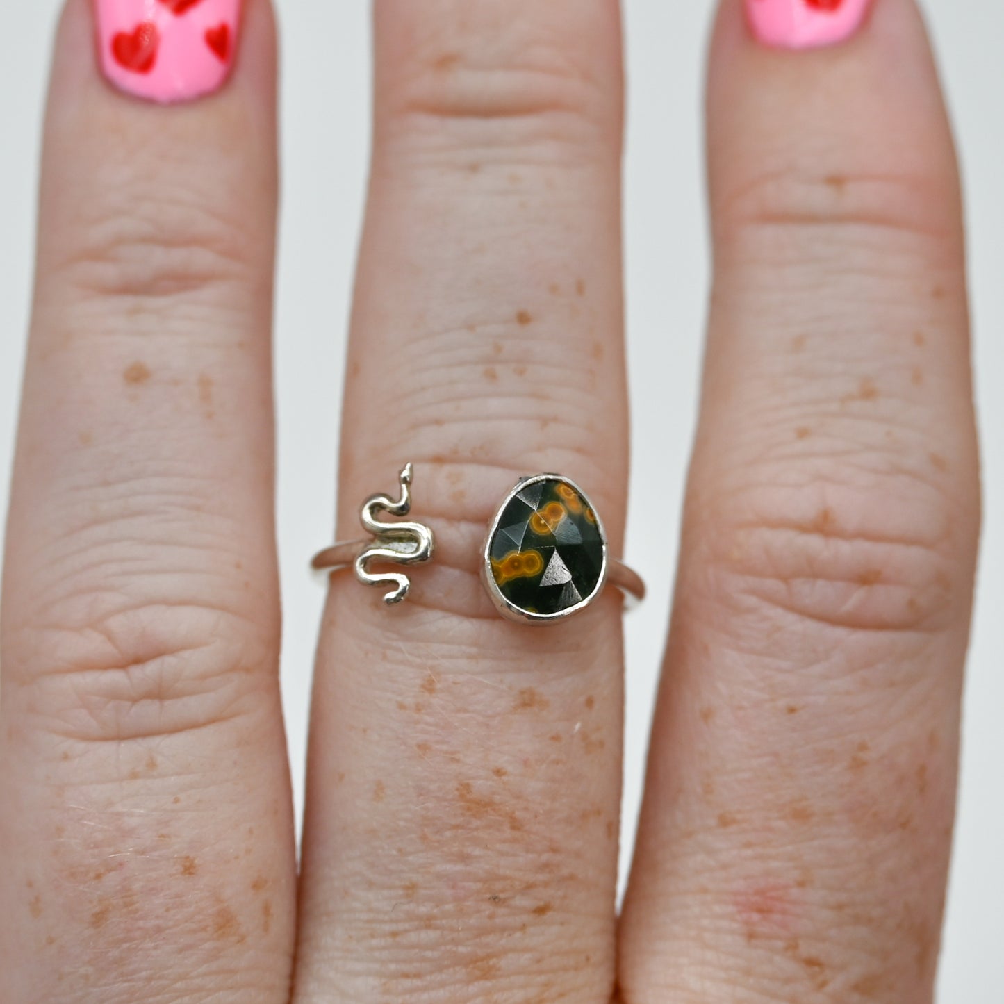 Adjustable ocean jasper and snake size 7.75