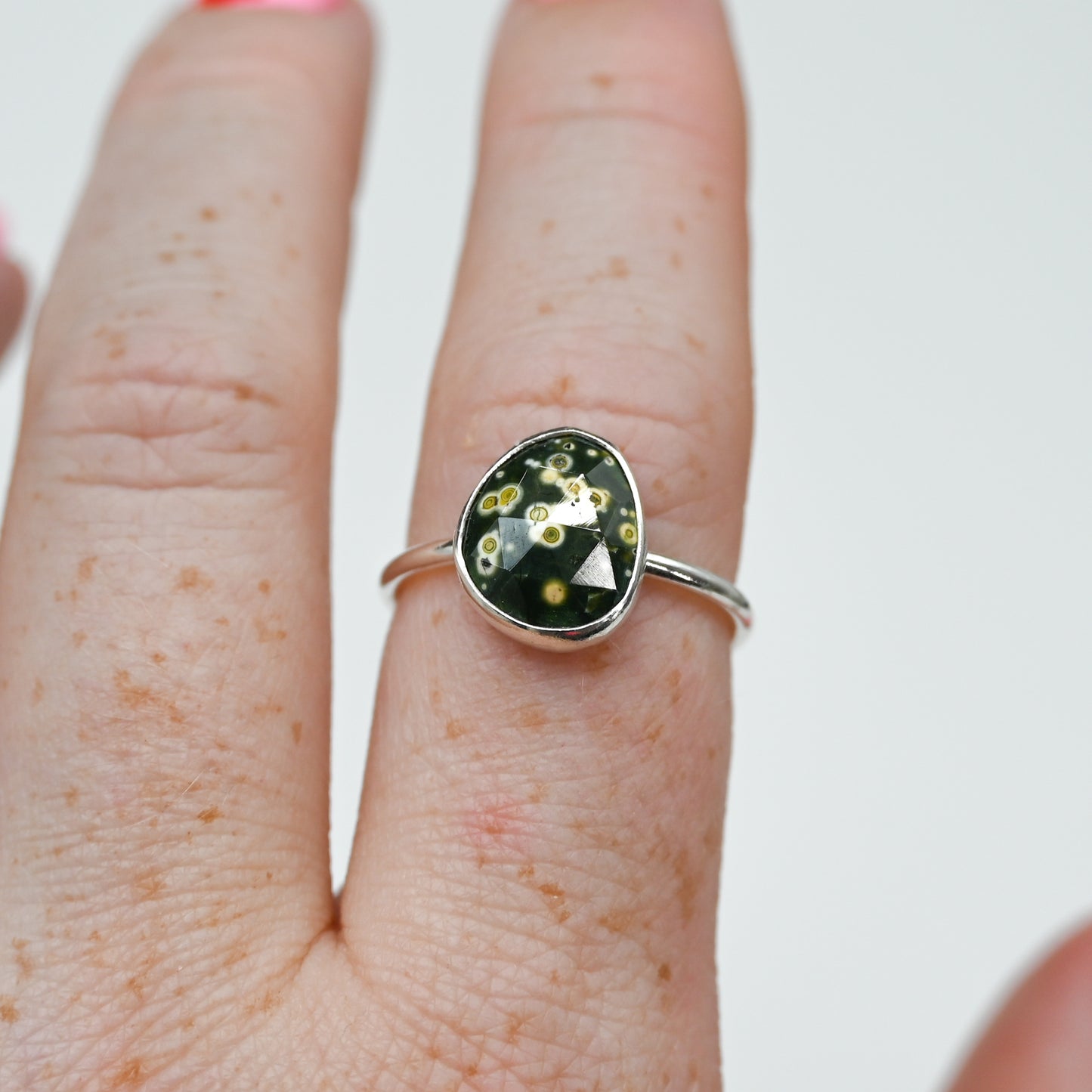 Rose cut ocean jasper size 8