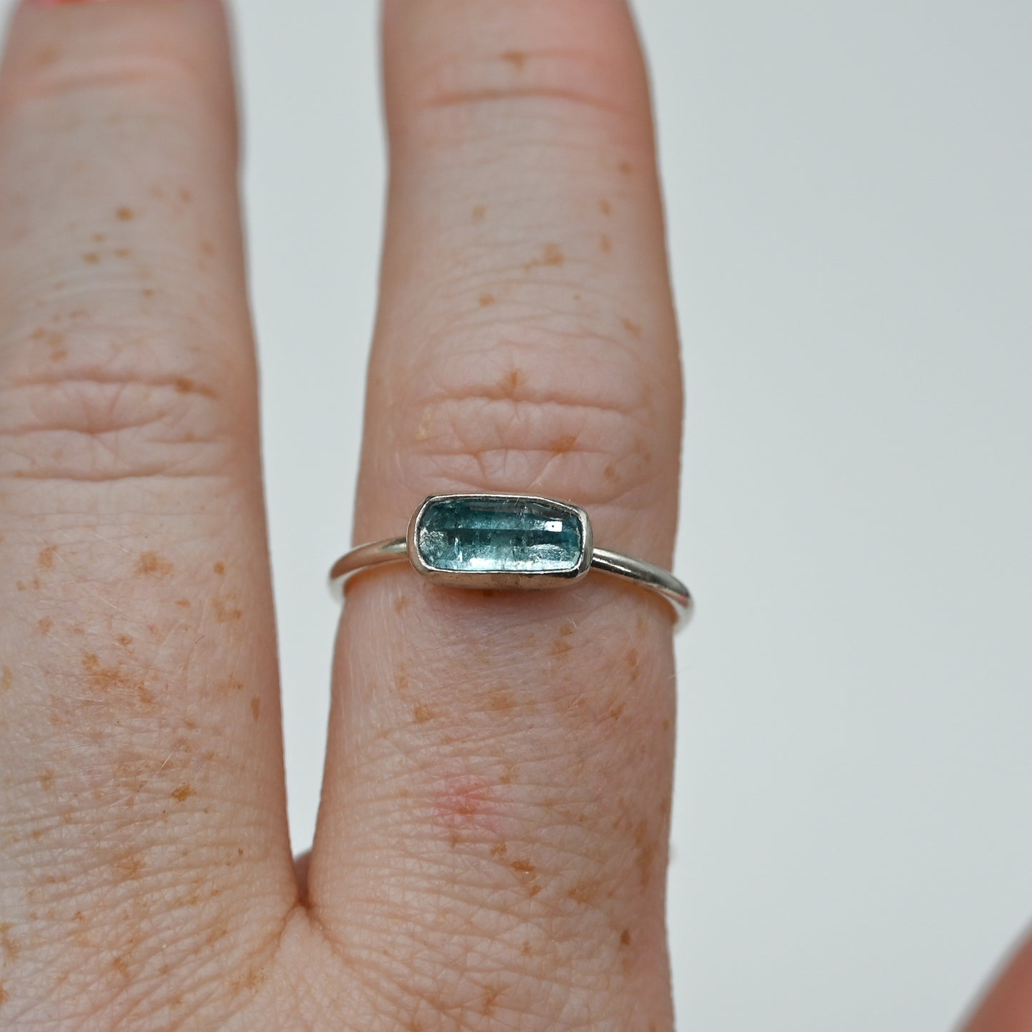 Rose cut horizontal blue tourmaline size 8