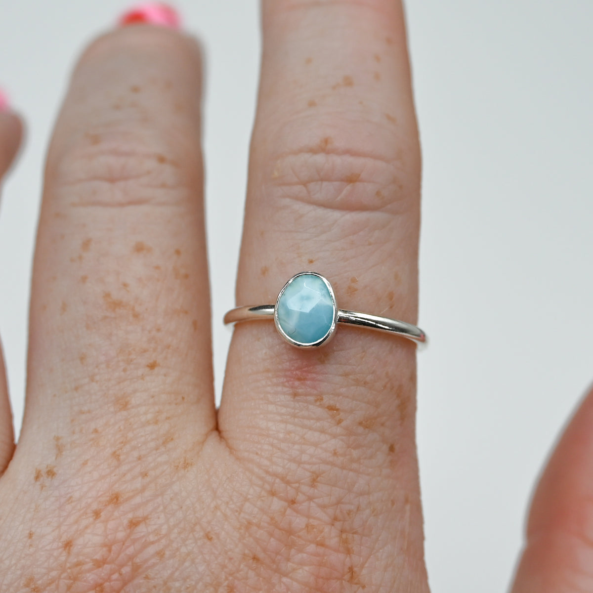 Rose cut larimar size 9