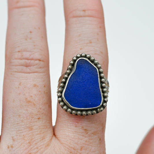 XXL cobalt sea glass bead around size 8