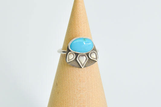 Kingman Turquoise and Hand Stamped detail Size 6.75