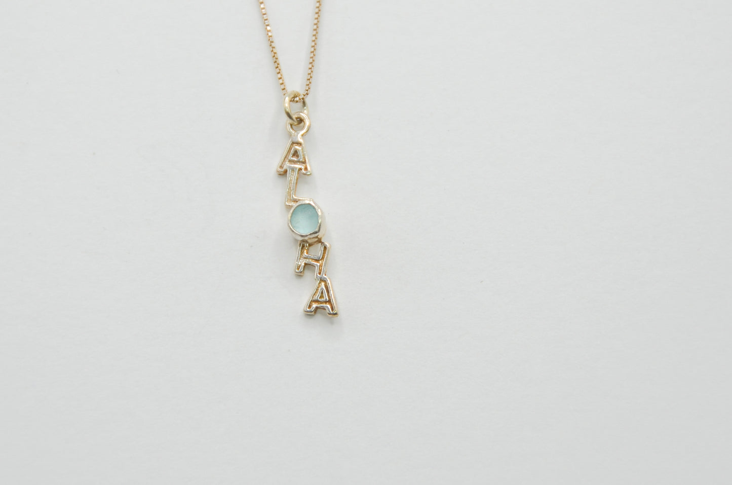 Aqua Sea Glass Aloha Necklace