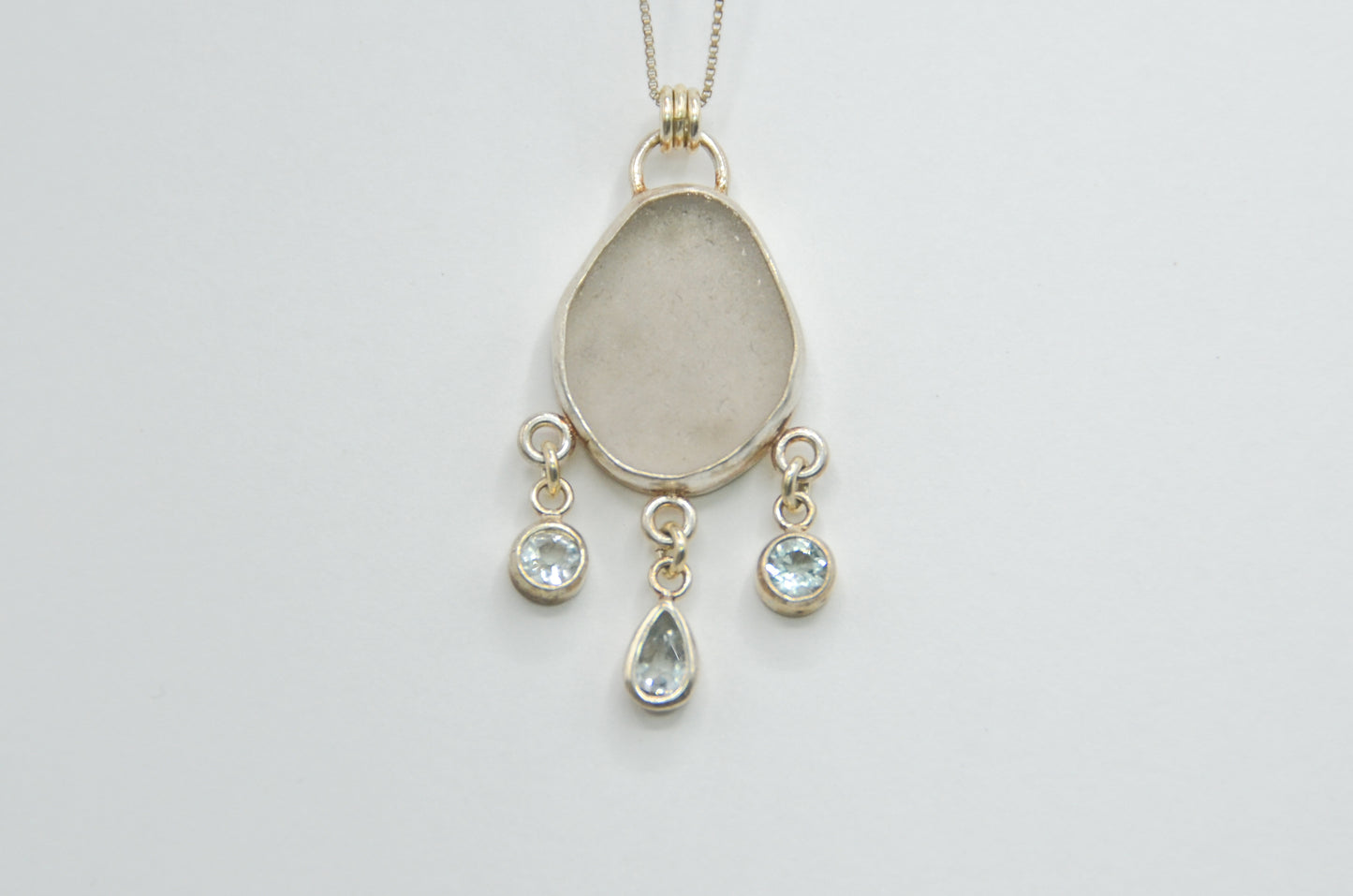 Lavender Sea Glass and Aquamarine Necklace