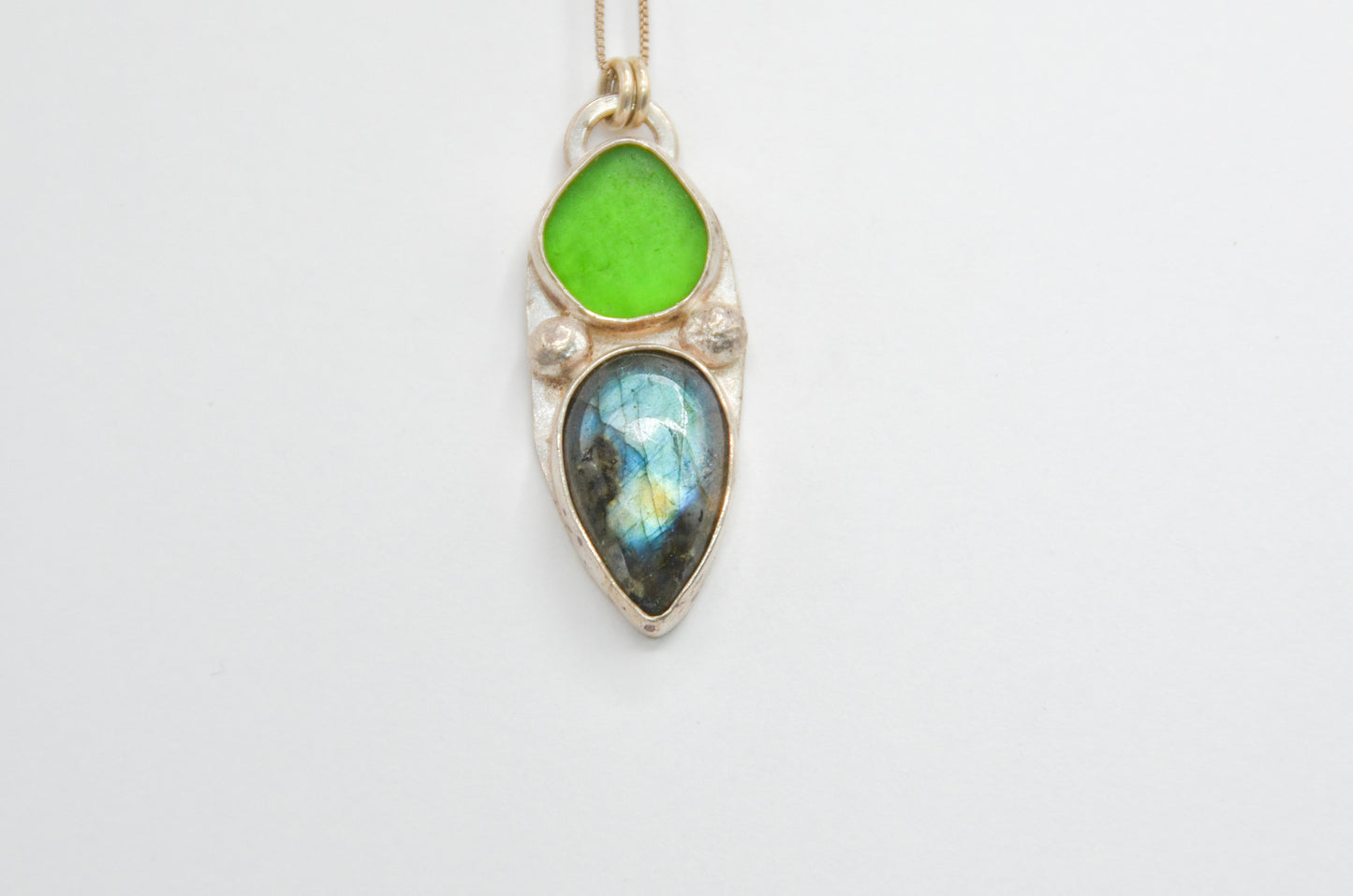 Green Sea Glass And Labradorite Necklace