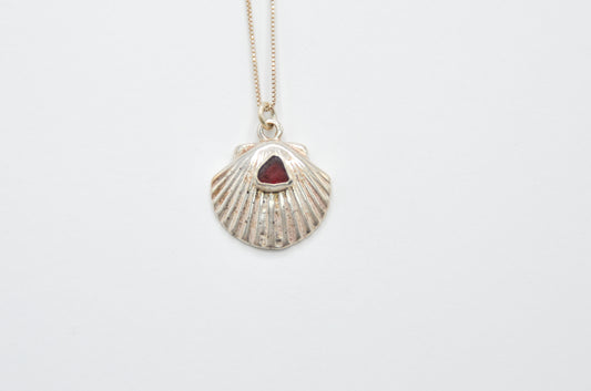 Red Sea Glass Large Shell Necklace