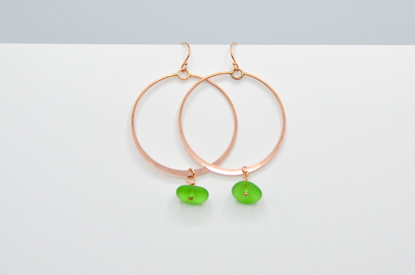 Rose Gold Fill Hoops and Sea Glass Earrings