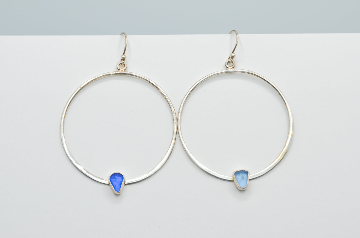 Cornflower and Cobalt Sea Glass Earrings