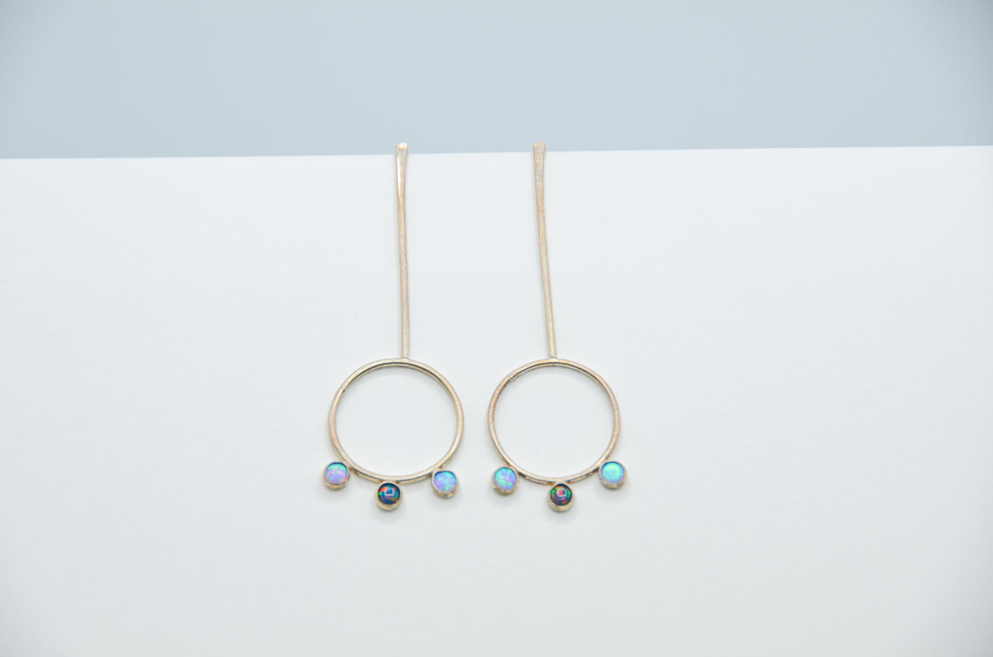 Silver Studs with Three Opals