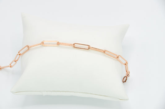14k Rose Gold Fill Paper Clip Chain Bracelet