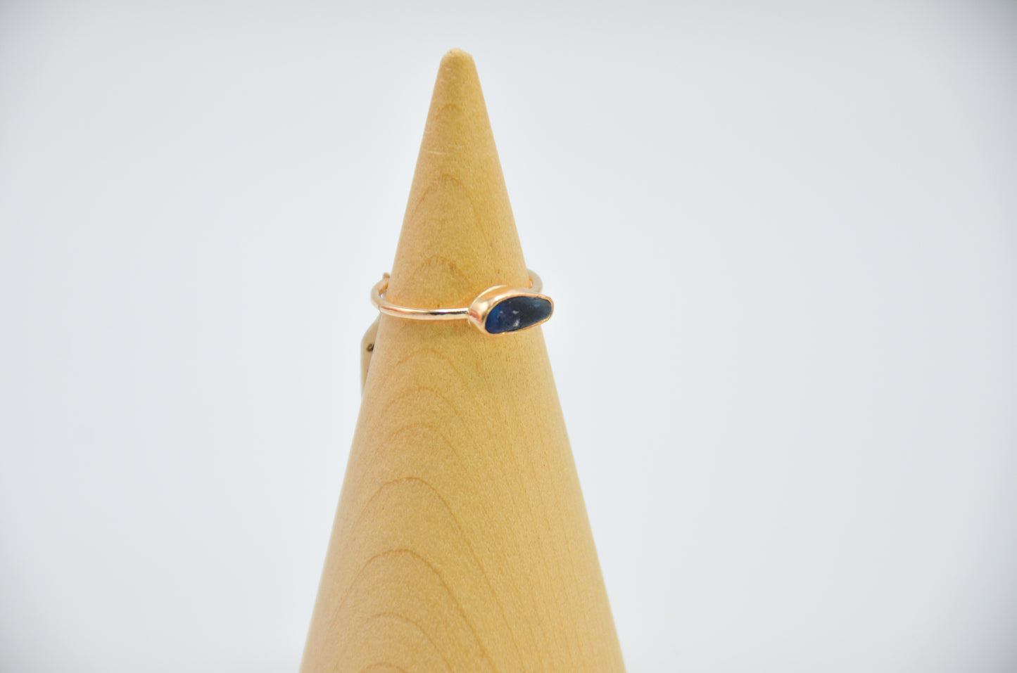 Gold Fill Multi Blue Sea Glass Ring Size 6.5