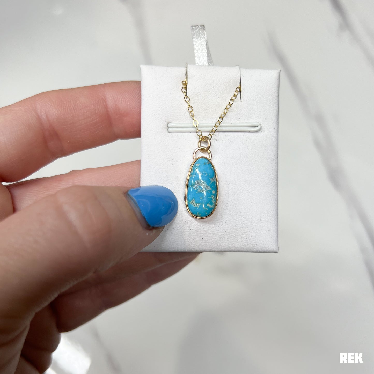Gold fill royston turquoise necklace