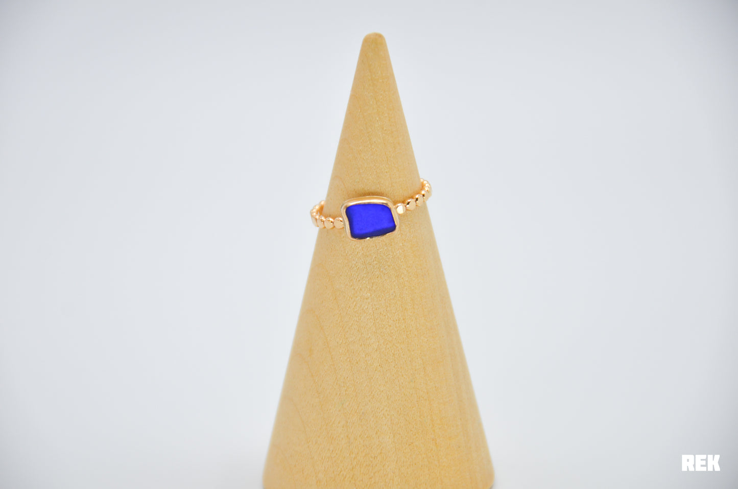 Gold Fill Cobalt Sea Glass Ring Size 7.25