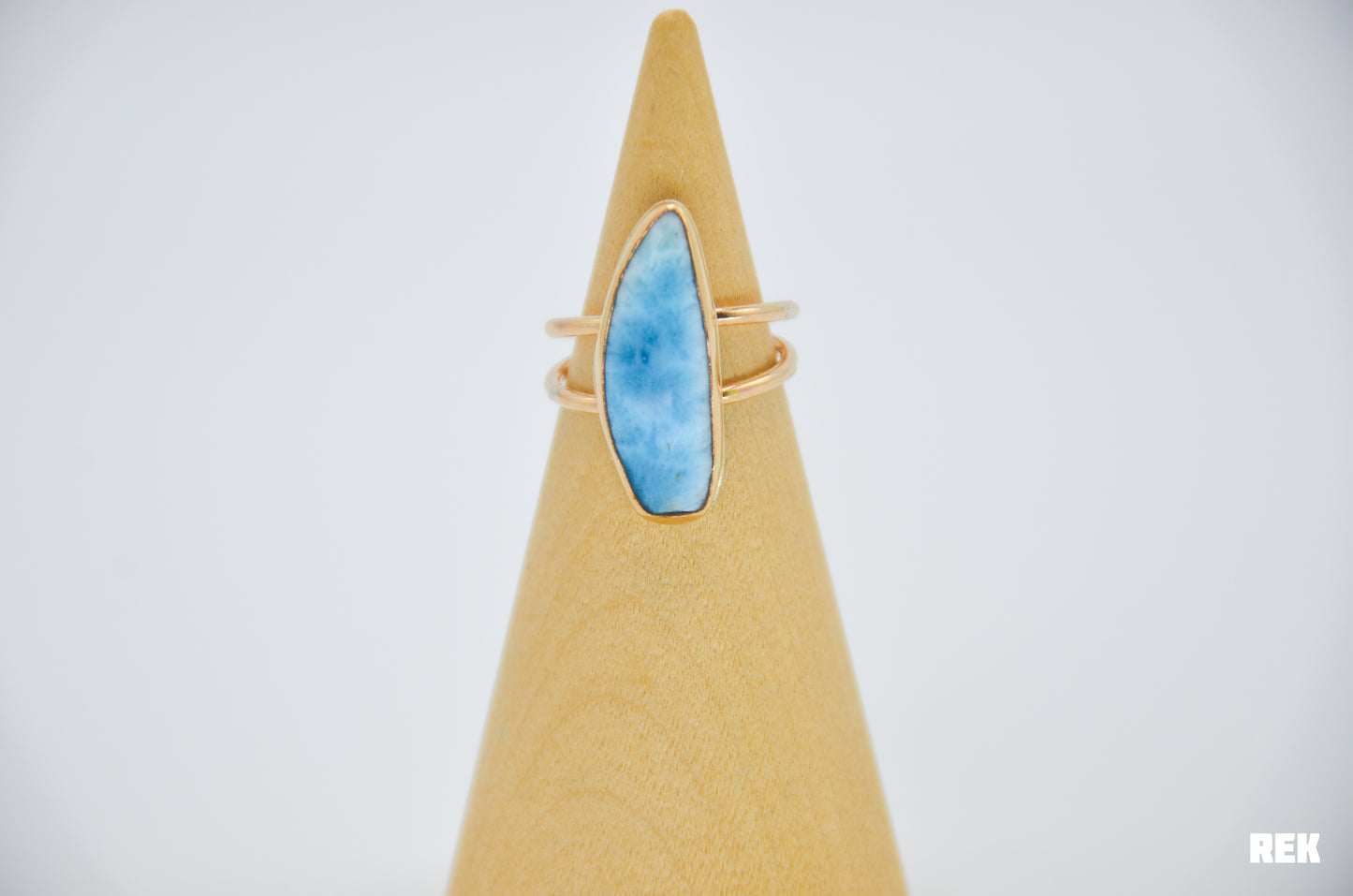 Gold Fill Double Band Larimar Size 7