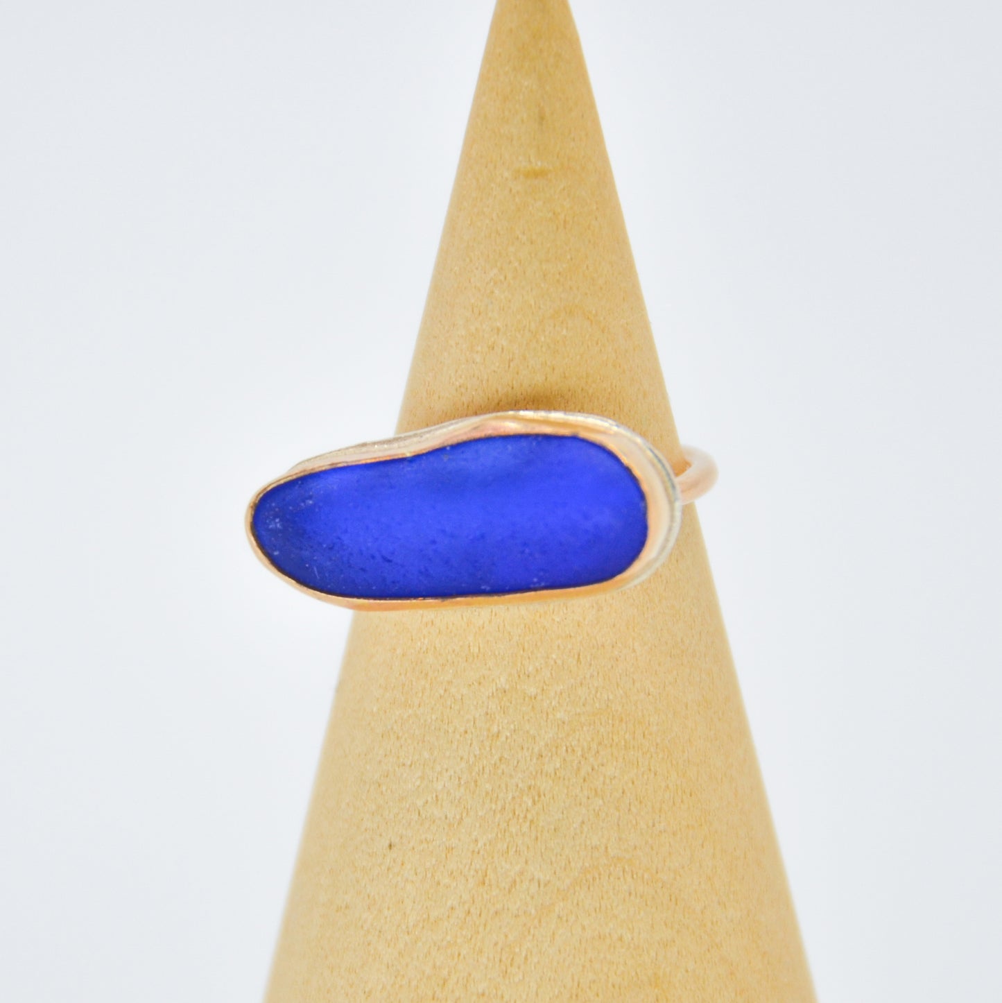 Gold Fill Large Cobalt Sea Glass Size 6.5