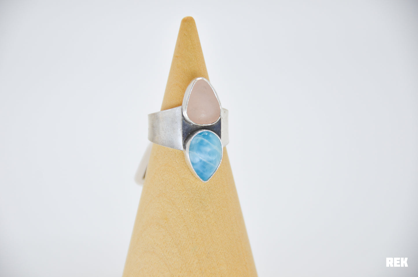 Pink sea glass and larimar size 8.75