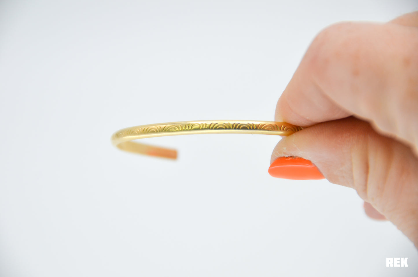 Gold Fill hand stamped rainbow cuff