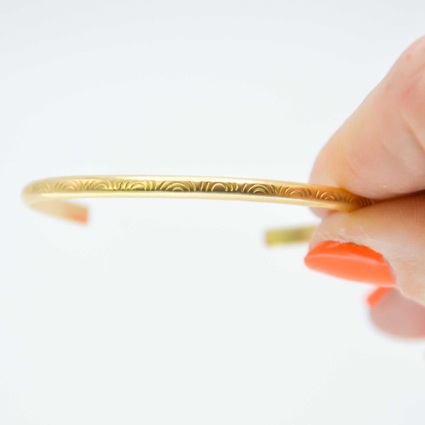 Gold Fill hand stamped rainbow cuff