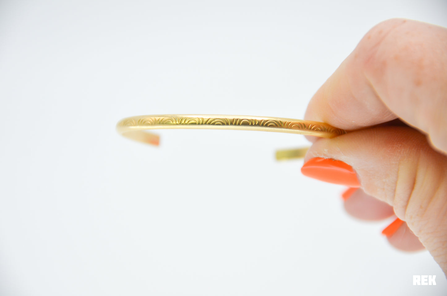 Gold Fill hand stamped rainbow cuff