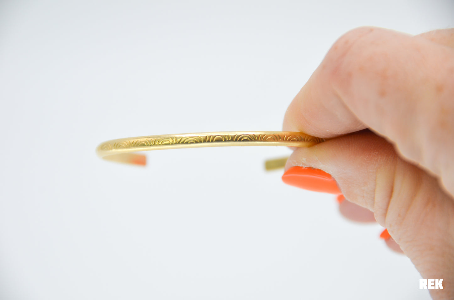 Gold Fill hand stamped rainbow cuff