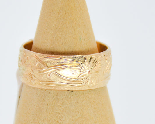 Gold Fill Thick Floral Band