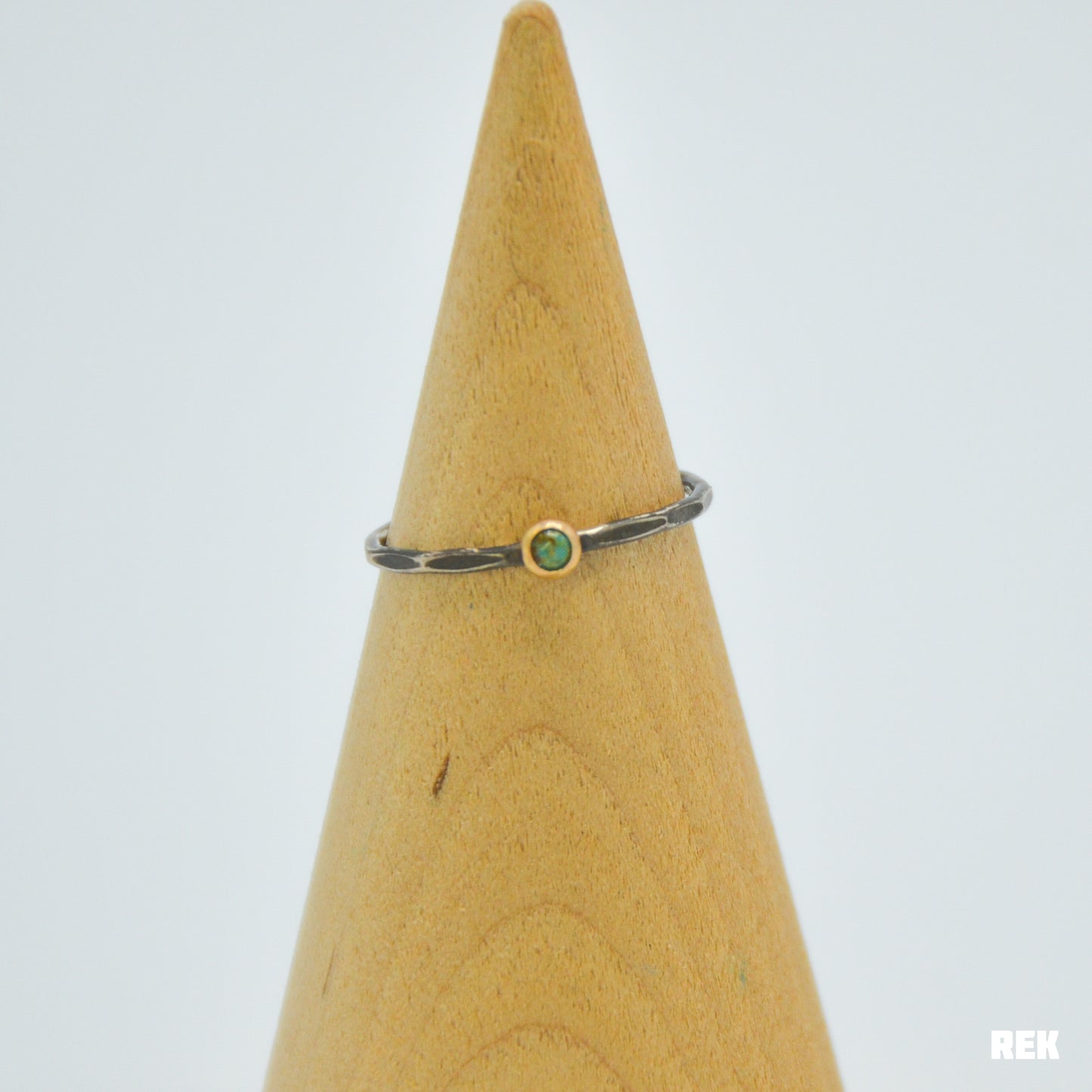 14k solid yellow gold silver band 3mm kingman turquoise size 8.5