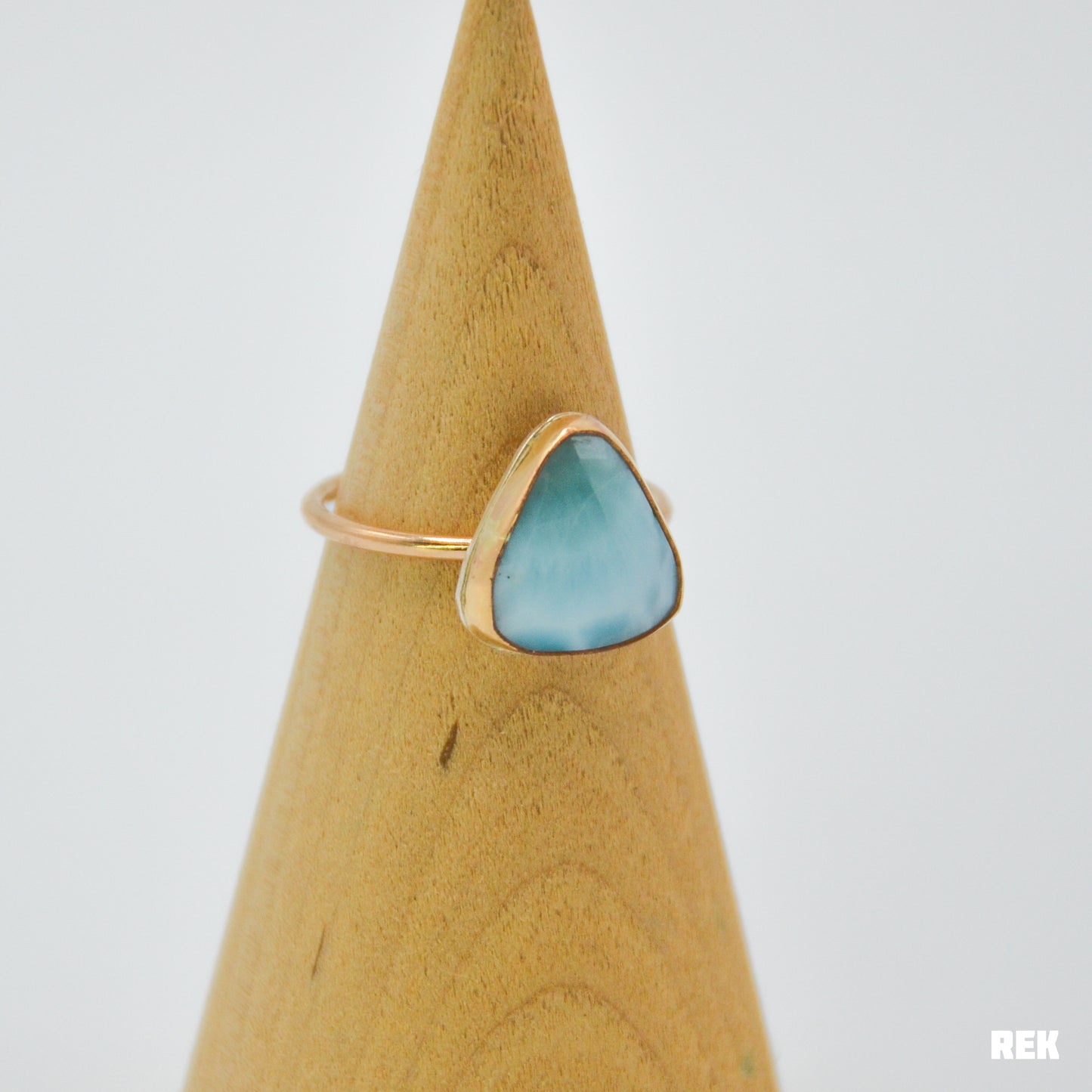 Gold fill rose cut larimar size 9