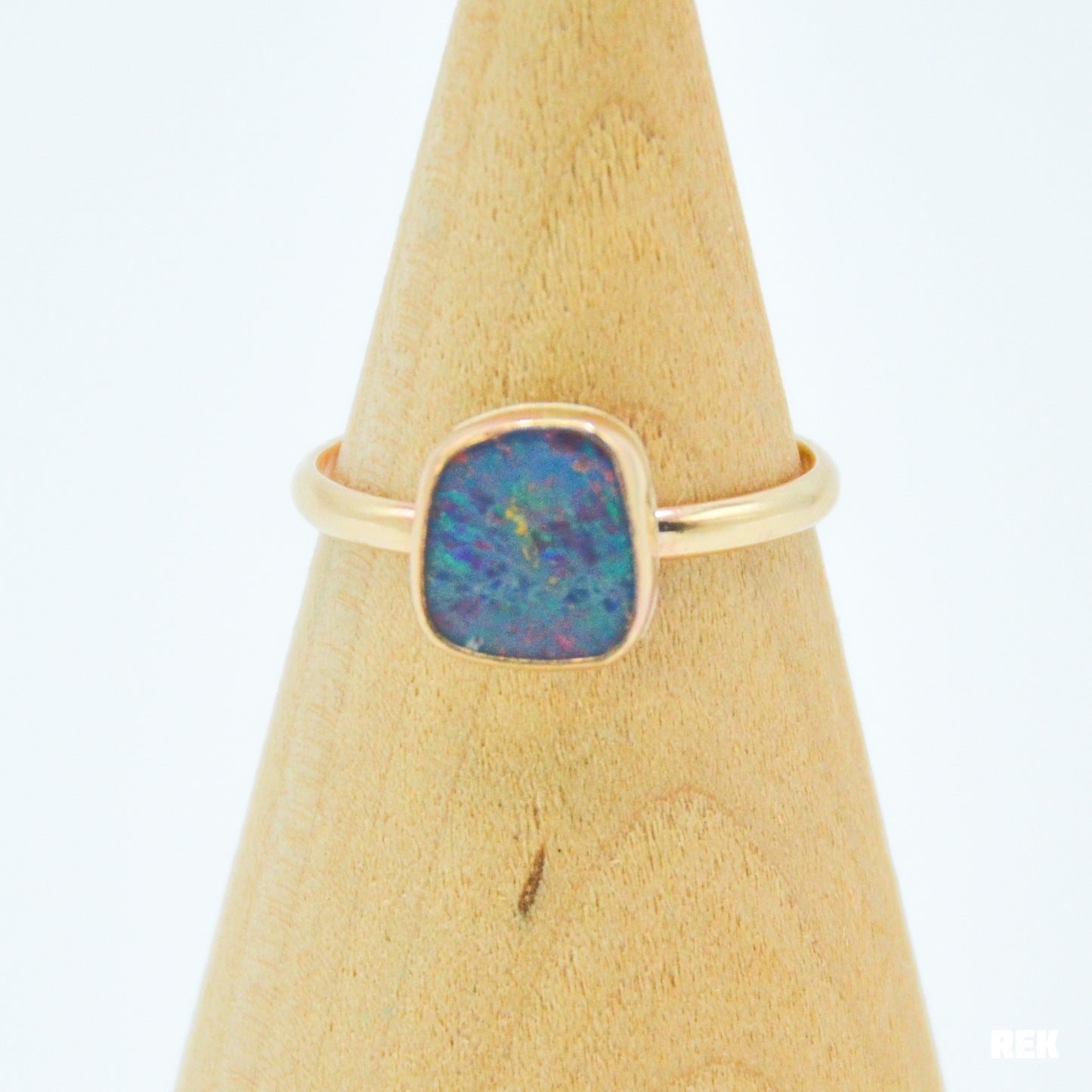 Gold fill geometric australian opal size 8.75