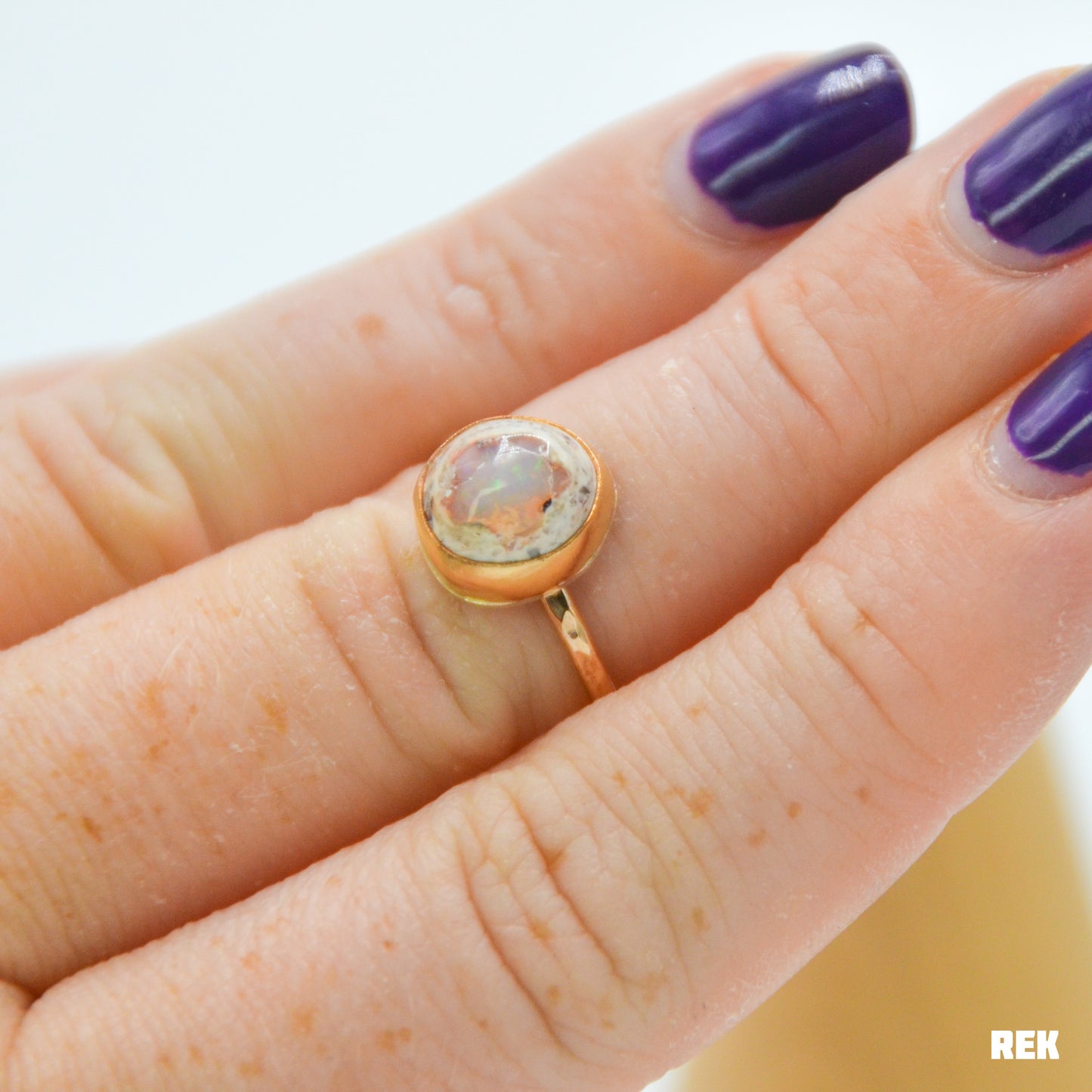 Gold fill Mexican Fire Opal Size 6.5