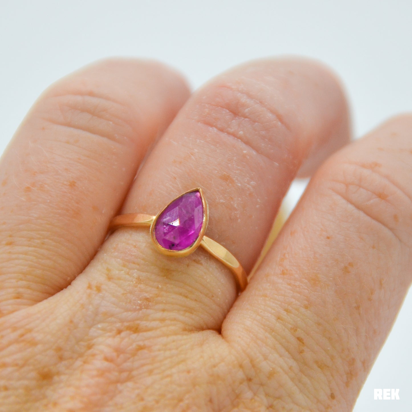 Gold fill rose cut ruby Size 8.25