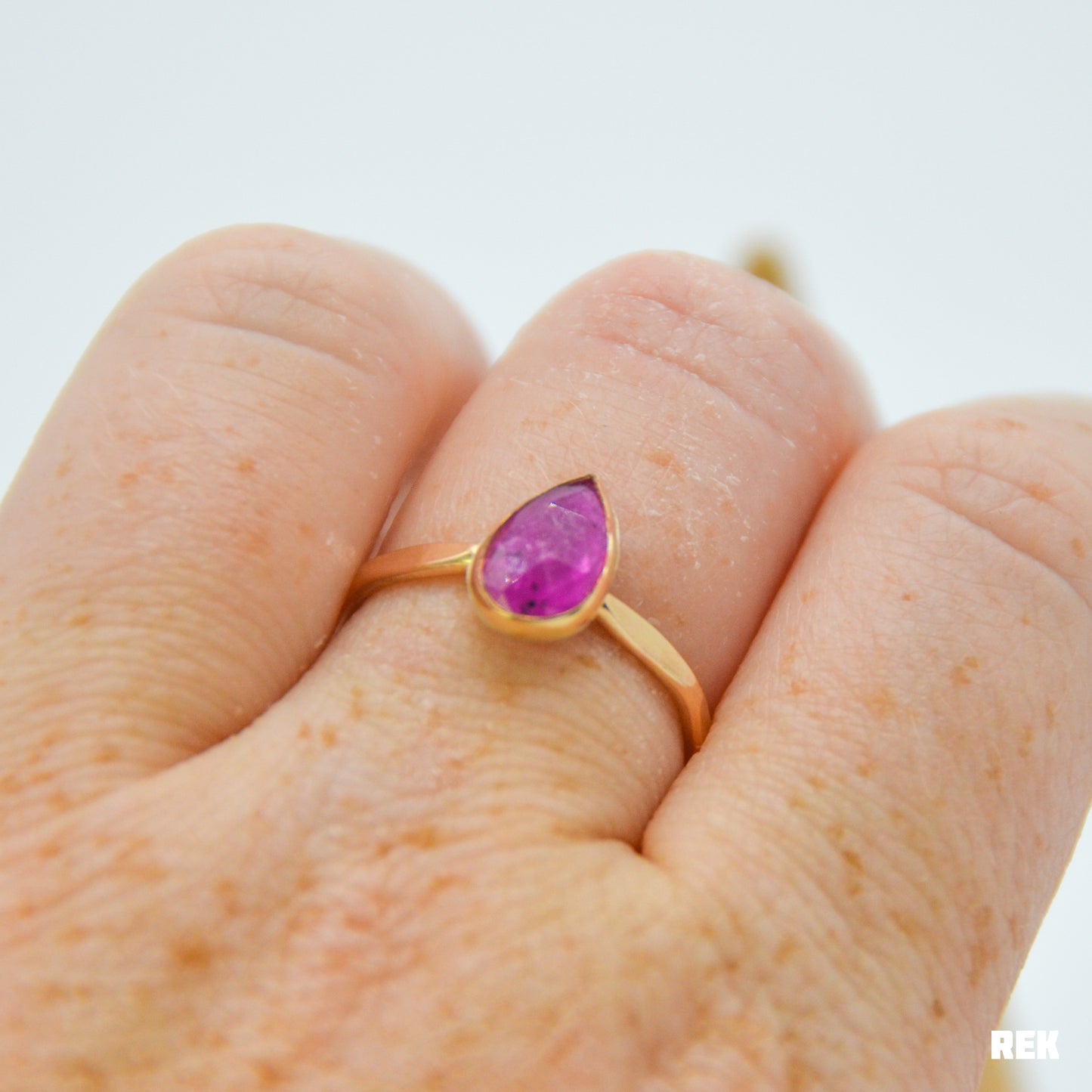 Gold fill rose cut ruby Size 8.25