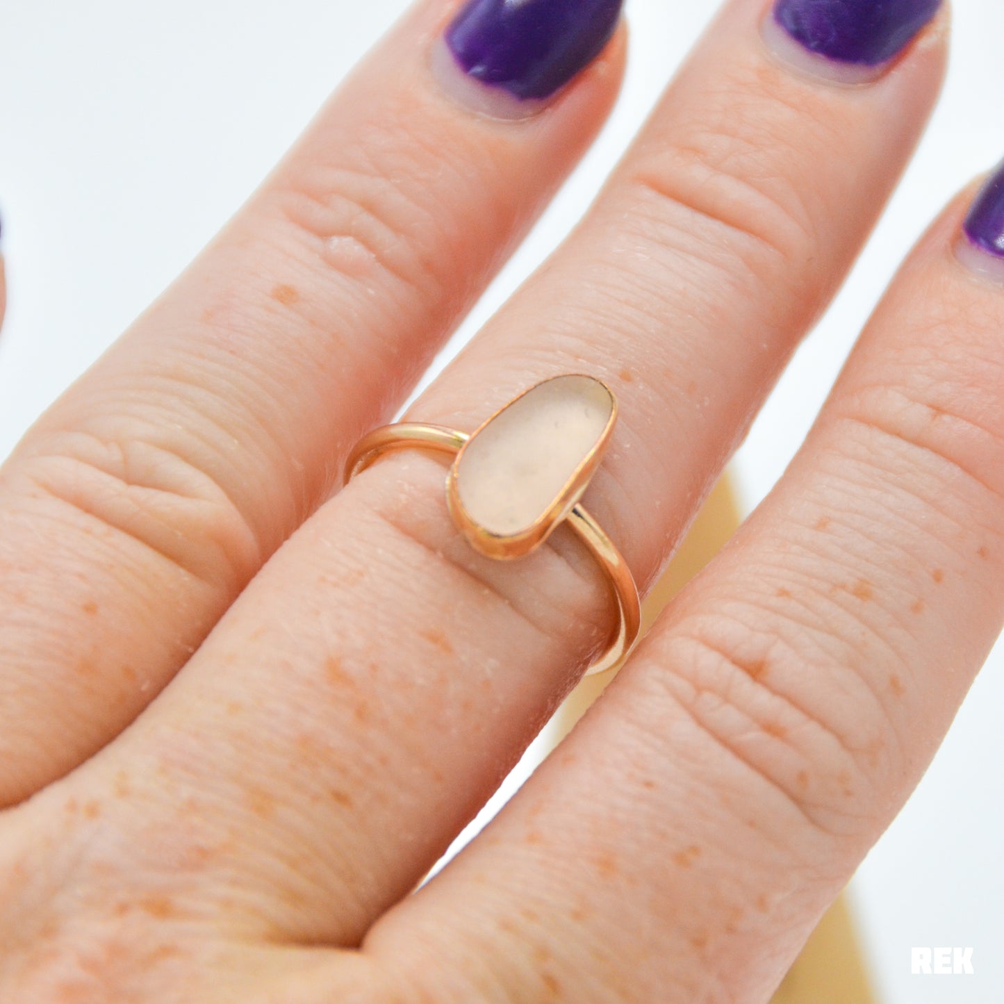Gold fill Pink Sea glass size 7