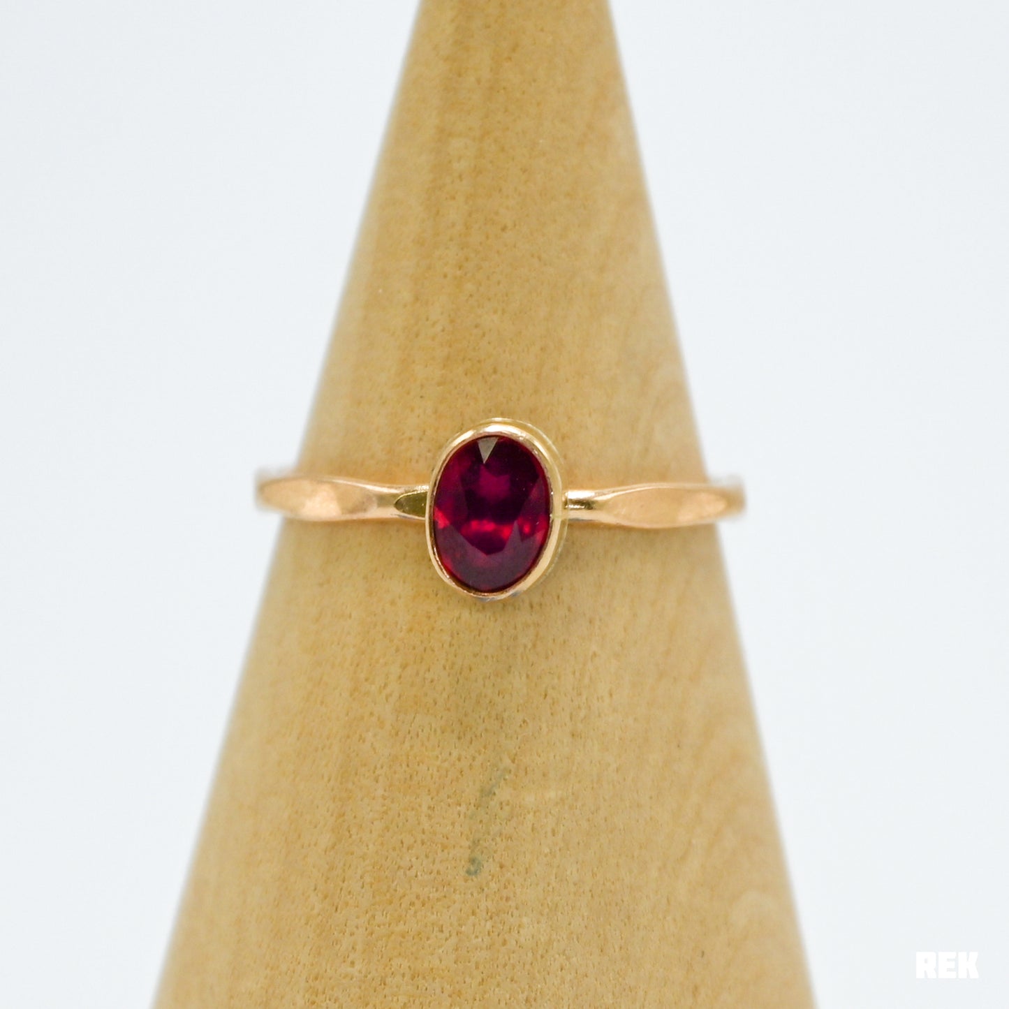 Gold fill faceted ruby size 8.75