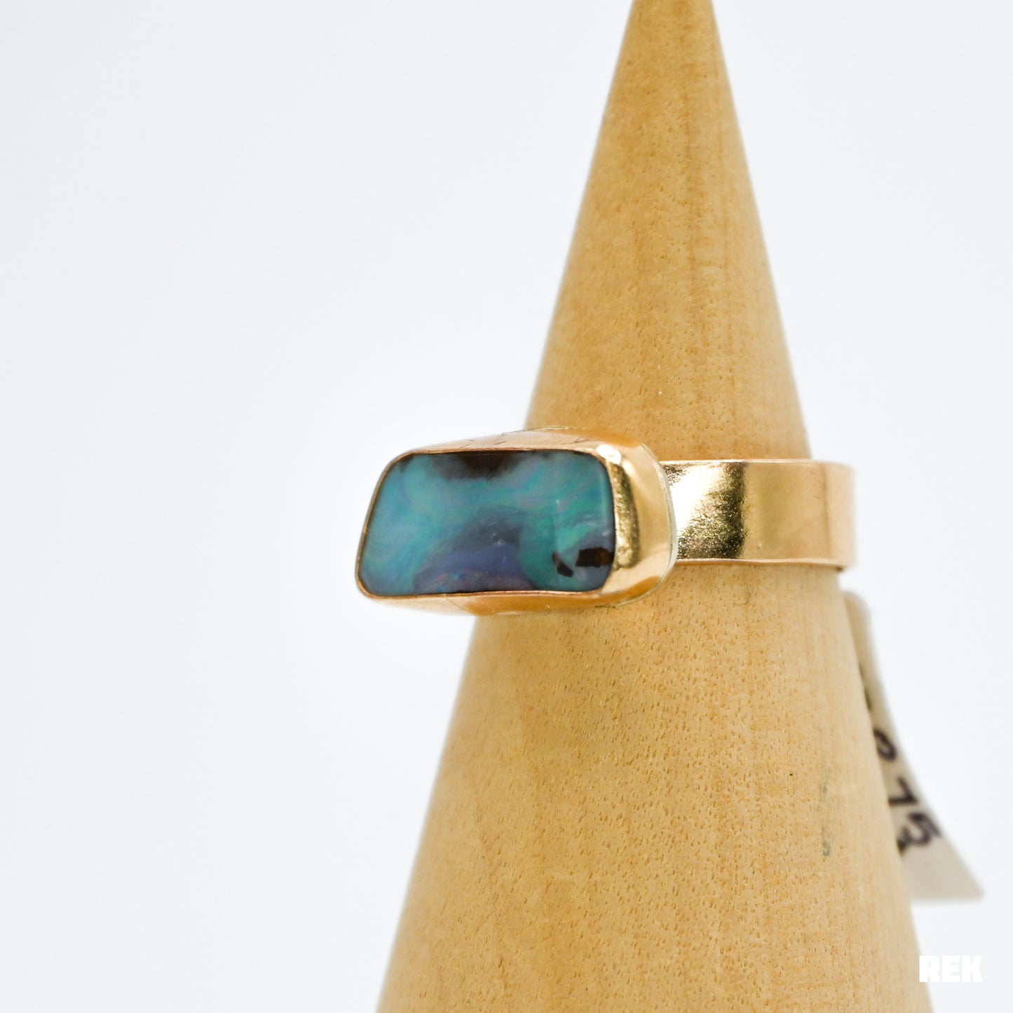 Gold fill horizontal Australian boulder opal size 8.75