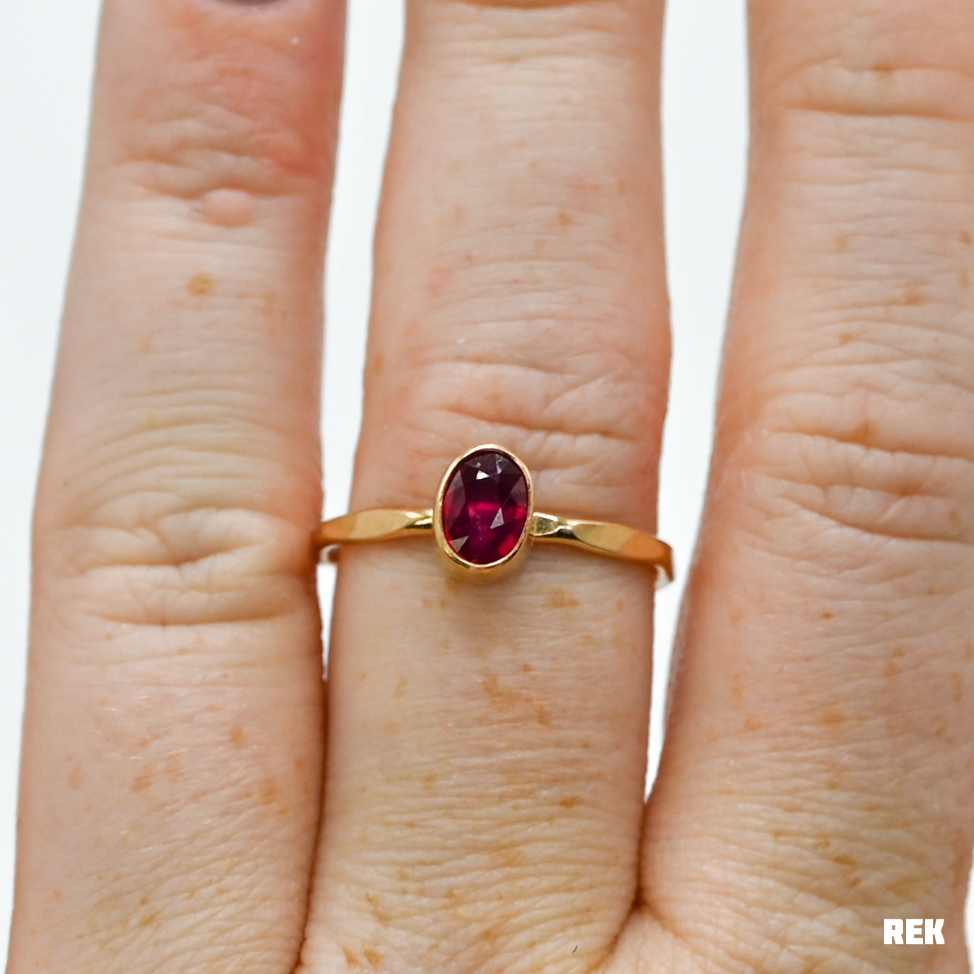 Gold fill faceted ruby size 8.75