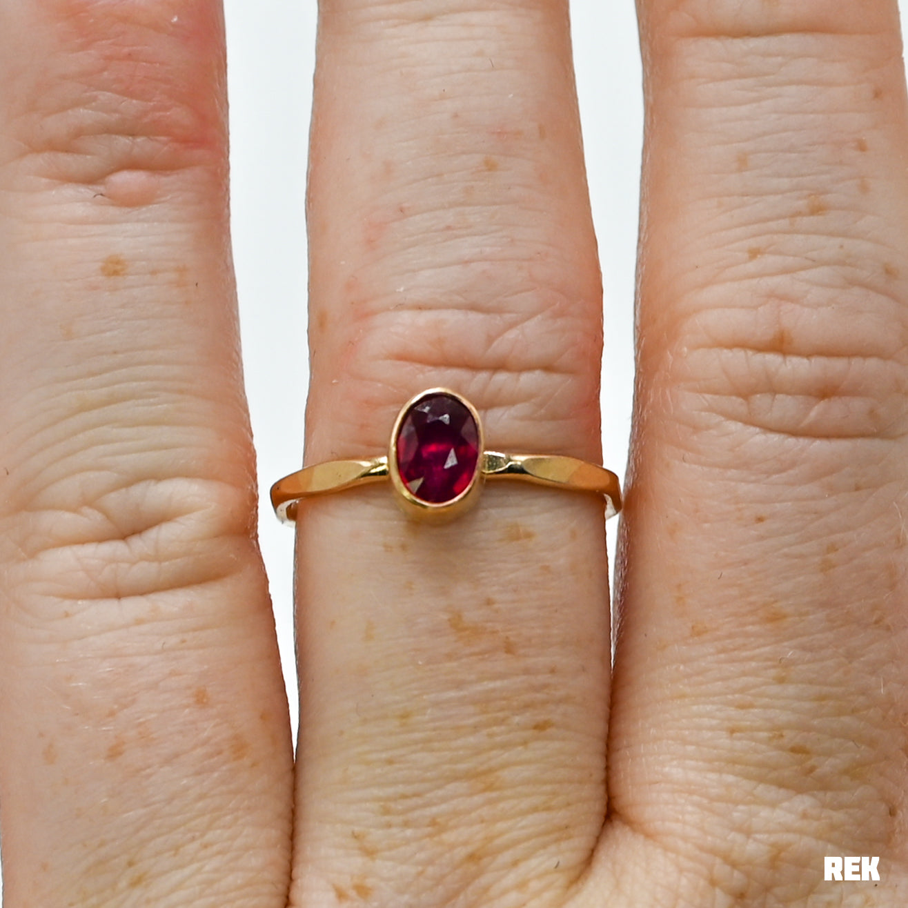 Gold fill faceted ruby size 8.75