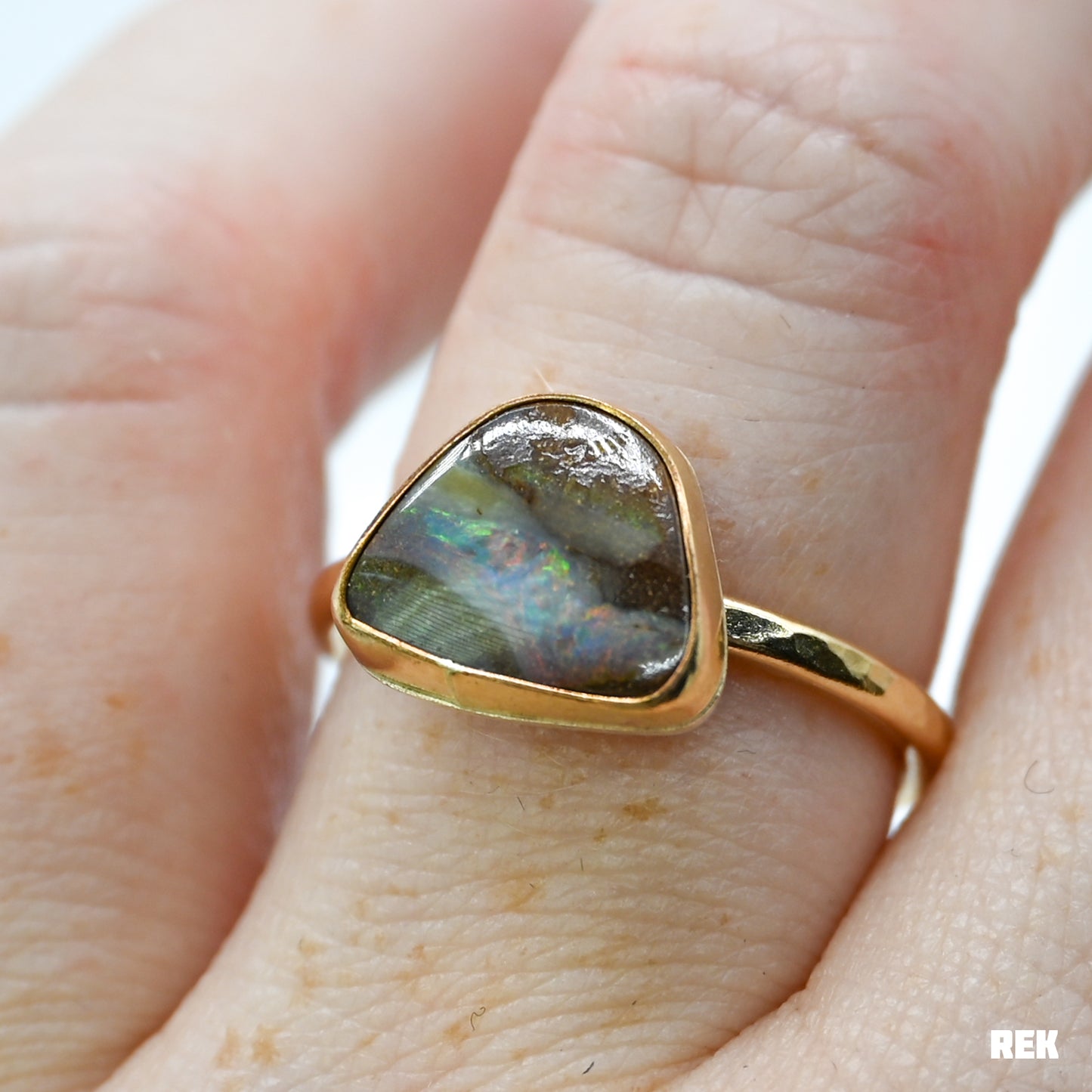 Gold fill Australian boulder opal size 9