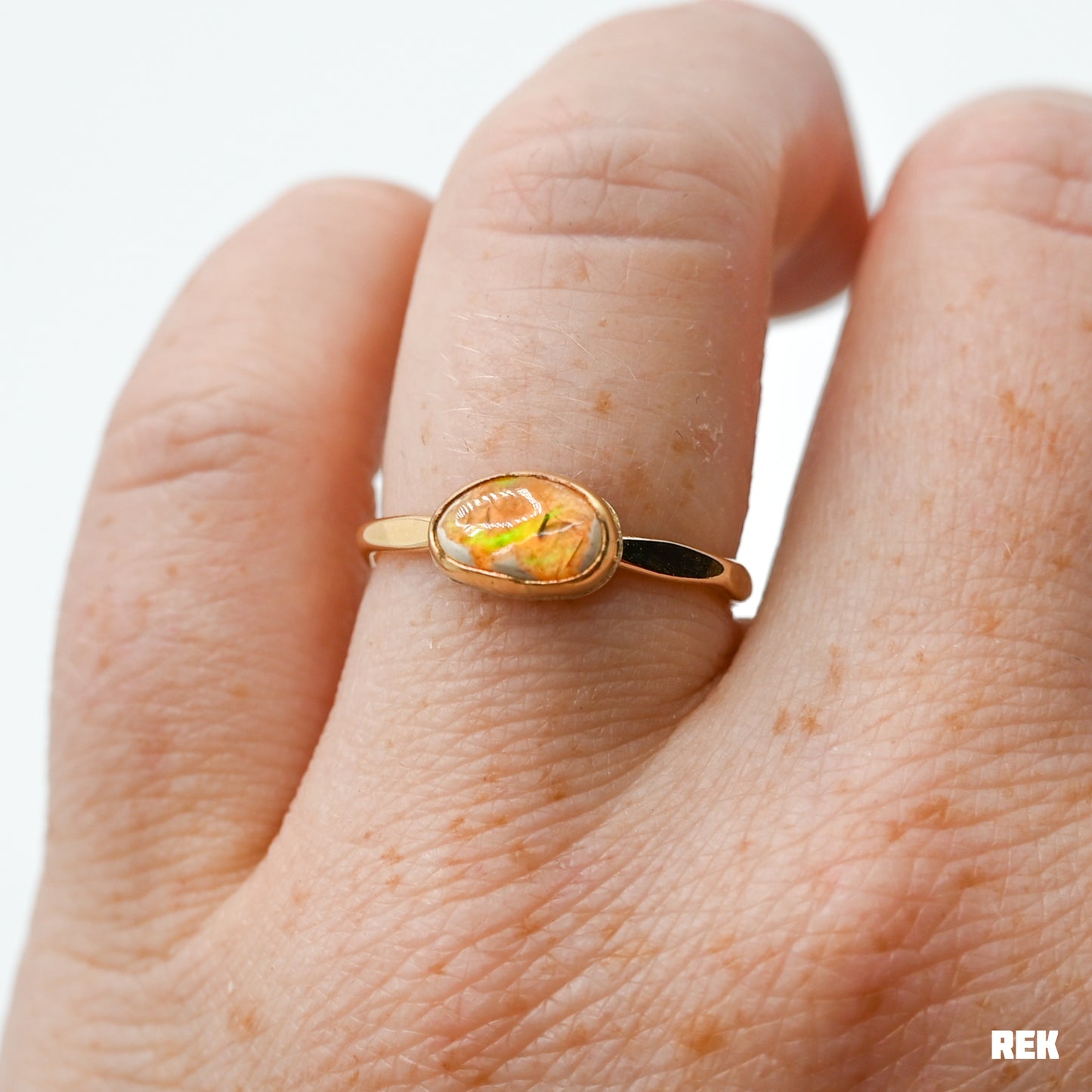 Gold fill Mexican fire opal size 7.25