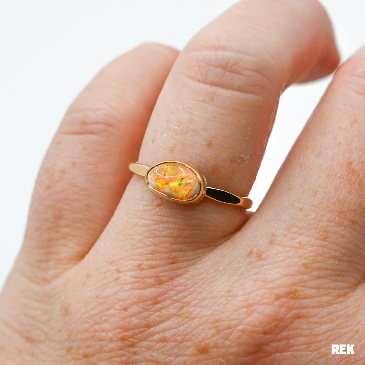 Gold fill Mexican fire opal size 7.25
